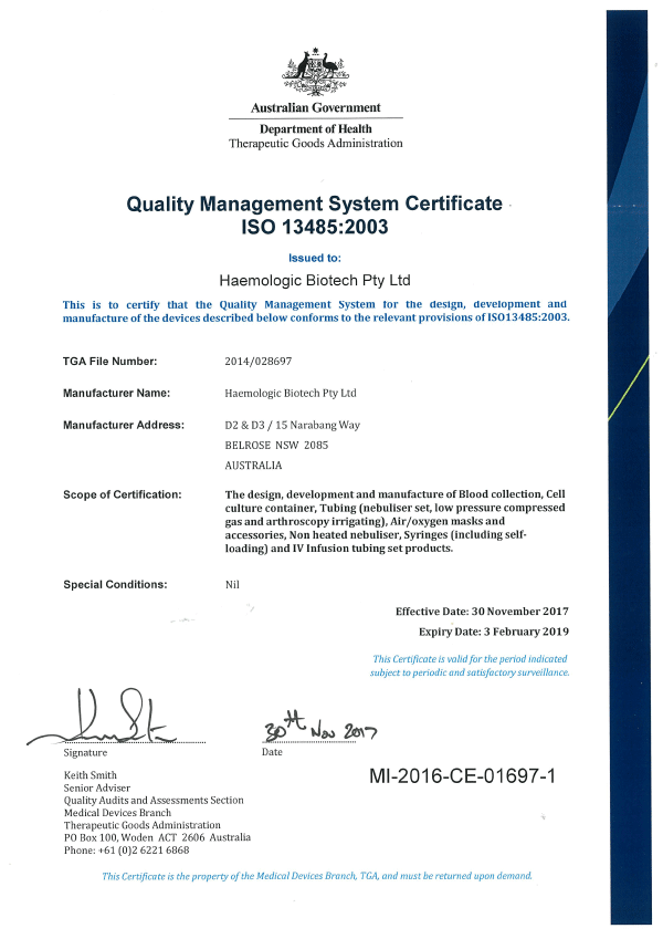 Quality Management System Certificate